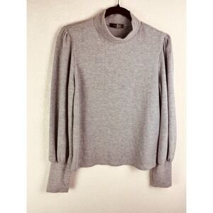 Saints 21 Womens Medium gray mock neck shirt with balloon sleeves